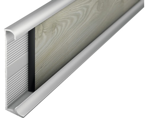 Prinz Sockelleiste Alu silber ungelocht 11x60x2700 mm Sockelleiste mit Holzdekor
