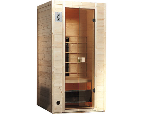 Infrarotkabine weka Vaala 102 x 100 x 196 cm Sauna aus Holz mit Glastür und Steuerungselement