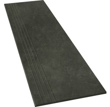 Dunkle Trittstufe mit Rillenprofil für Treppen