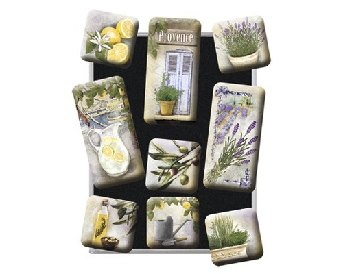 Dekorative Magnettafel mit Zitronen-, Lavendel- und Olivenmotiven