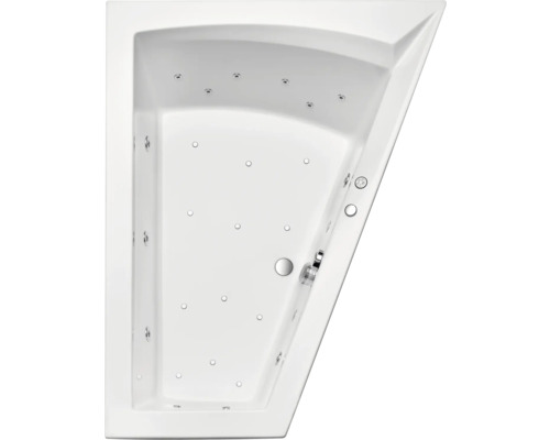 Whirlpool OTTOFOND Delta 135 x 175 cm weiß glänzend 70006 Draufsicht auf eine rechteckige Whirlpool Badewanne mit integrierten Düsen.