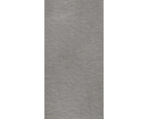 FLAIRSTONE Feinsteinzeug Terrassenplatte Garden Goldengrey rektifizierte Kante 90 cm x 45 cm x 2 cm Graue Wand mit Putzstruktur