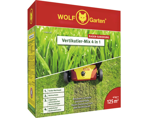 Wolf Garten Vertikutier-Mix 4 in 1 Packung zur Rasensanierung