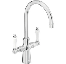 Küchenarmatur mit zwei Griffen für heißes und kaltes Wasser