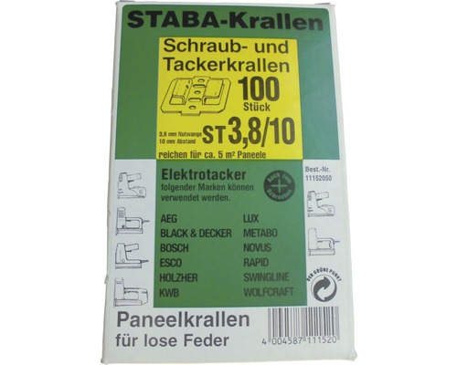STABA Krallen Schraub- und Tackerkrallen, 100 Stück, für Paneele