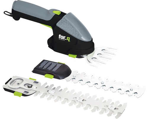 for_q Akku Grasschere und Strauchschere mit Grasscherenmesser, Strauchscherenmesser und Akku