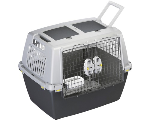 Transportbox Gulliver Touring IATA 80 x 58 x 62 cm anthrazit Tiertransportbox mit Gittertür und Griff