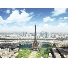 Luftaufnahme des Eiffelturms in Paris mit Stadtbild