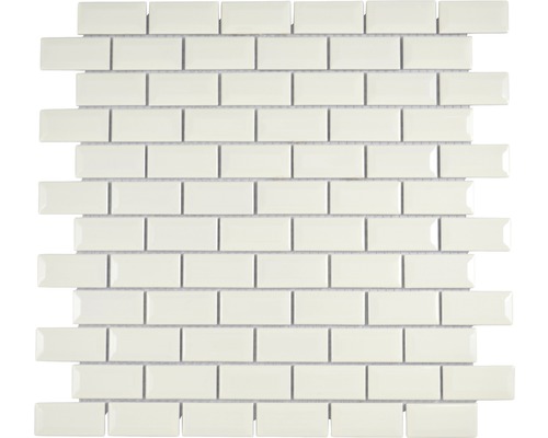 Karamikmosaik Brick bond diamond elfenbein 30x30 cm Mosaikfliesen im rechteckigen Format