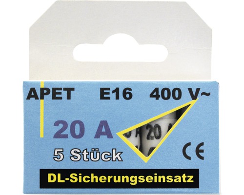 APET E16 Sicherungseinsatz 20 Ampere, 5 Stück