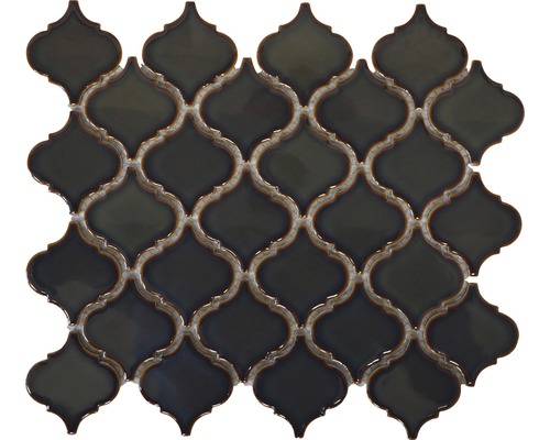 Karamikmosaik CLP7GG florentiner altgrün glänzend 29,3x24,5 cm Muster einer schwarzen orientalischen Mosaikfliese