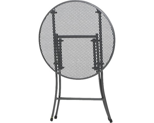 Zusammengeklappter runder Gartentisch mit Gitterstruktur