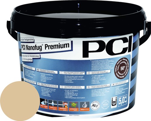 PCI Nanofug® Premium Variabler Flexfugenmörtel für alle Fliesen und Natursteine ocker 5 kg