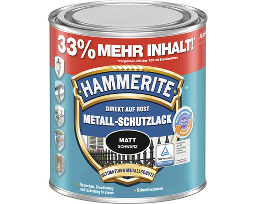 Hammerite Rostschutz-Spray 3x400 Ml – Schwarz Matt – Direkt Auf Rost, Wetterfest & UV-beständig – Für Metall Innen/außen