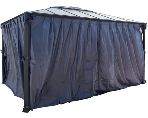 Pavillon mit geschlossenem Vorhang als Seitenwand