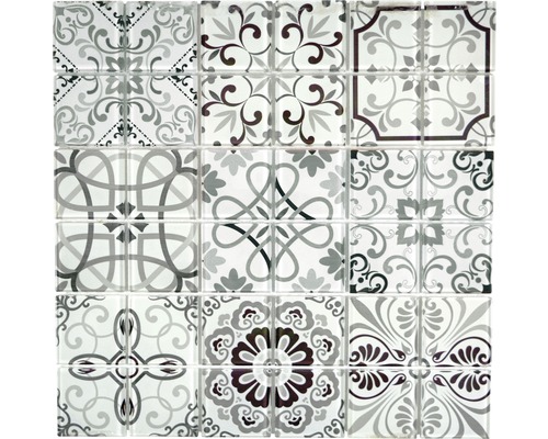 Glasmosaik CM Germany Crystal schwarz/grau 30x30 cm Mosaikfliesen mit unterschiedlichen Mustern