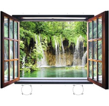 Fensterfolie mit Wasserfallmotiv für eine individuelle Raumgestaltung.