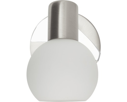 Deckenleuchte mit einem Lampenschirm aus Glas und Metallelementen.