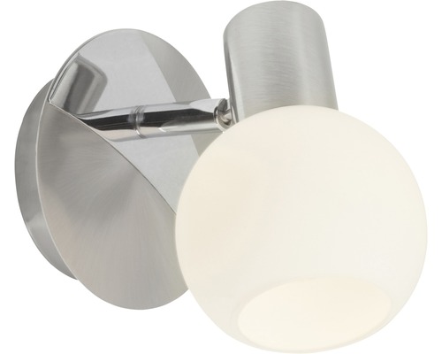 Wandleuchte mit runder, opalweißer Glaskugel