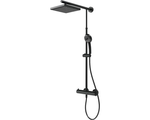 Duschsäule inkl. Thermostat Schulte Classic ExpressPlus eckig Black Style EP9641 68 Brauseset mit Kopfbrause, Handbrause und Thermostat