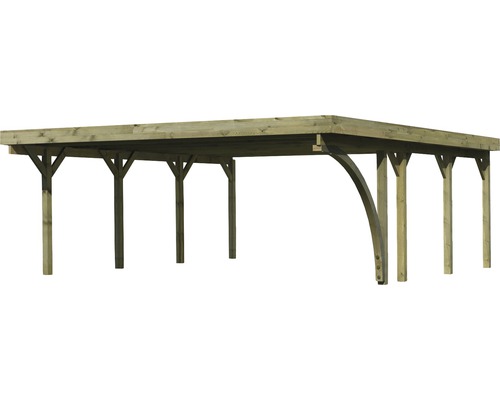 Holzcarport mit acht Stützen und Satteldach