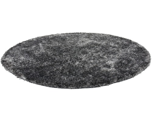 Runder, grauer Hochflorteppich