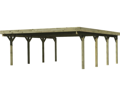Holzcarport mit Flachdach und mehreren Stützen