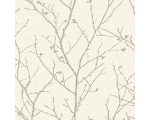 Vliestapete 104756 Evita Water Silk Sprig weiß Tapete mit Zweigmuster für die Wandgestaltung