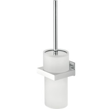 Wand WC Bürstengarnitur mit Behälter aus satiniertem Glas und Bürste