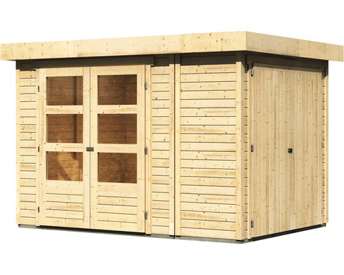 Holzgartenhaus mit Fenster und Doppeltür