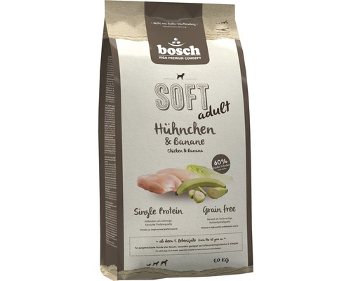 Croquettes Souples Pour Chien Adulte HPC - Poulet & Banane, Sans Céréales, 60% Poulet Frais, Pour Estomacs Sensibles