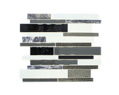 Glasmosaik CM GV34 28,6x30 cm mix schwarz/grau/weiß Mosaikfliese aus Glas und Stein