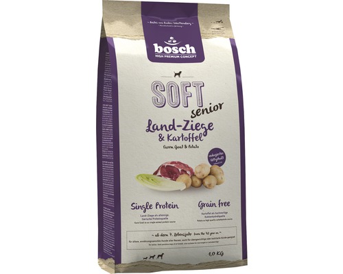Bosch Soft Senior Ziege & Kartoffel 1 kg Bosch Soft Senior Land-Ziege und Kartoffel Trockenfutter für Hunde in einer 1 Kilogramm Packung