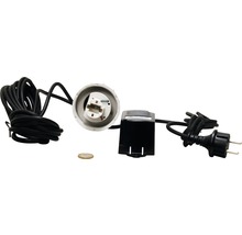 Lampe mit Fassung, Transformator, Kabel und Stecker