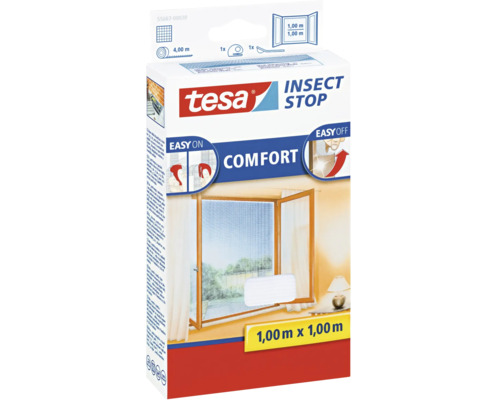 Fliegengitter für Fenster tesa Insect Stop Comfort ohne Bohren weiss 100x100 cm
