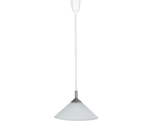 Pendelleuchte mit konischem Lampenschirm und spiralförmigem Kabel