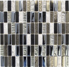 Mosaikfliese mit rechteckigen, glänzenden Elementen
