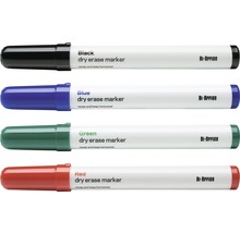 Set mit vier Whiteboardmarkern in Schwarz, Blau, Grün und Rot