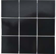 Quadratische, schwarze Mosaikfliesen, neun Stück