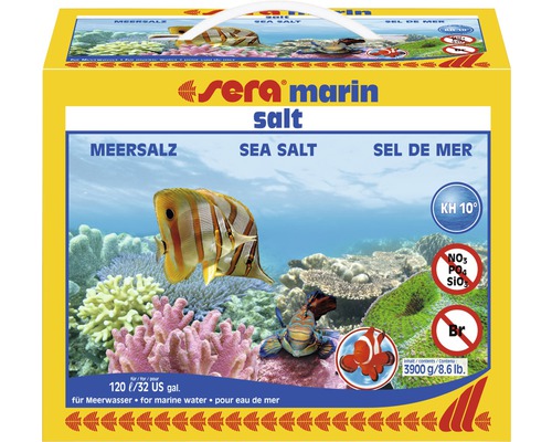 Meersalz sera marin salt 3.900 g für bis zu 120 l Sera Marin Salz für Meerwasser, 3900 Gramm Packung