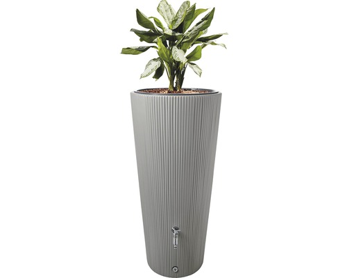 Regentonne mit Pflanzeinsatz und Wasserhahn