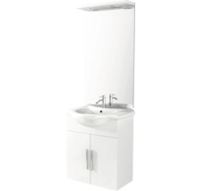 Badmöbel-Set Baden Haus Aida BxHxT 65 x 173 x 50 cm Frontfarbe weiß hochglanz mit Waschtisch Keramik weiß und Unterschrank Spiegel-thumb-1