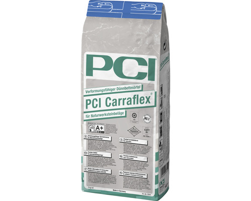 PCI Carraflex® verformungsfähiger Dünnbettmörtel für Naturwerksteinbeläge weiß C2FTE-S1 5 kg