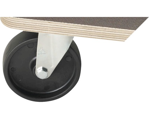 Transportroller mit schwarzer Rolle und grauem Belag