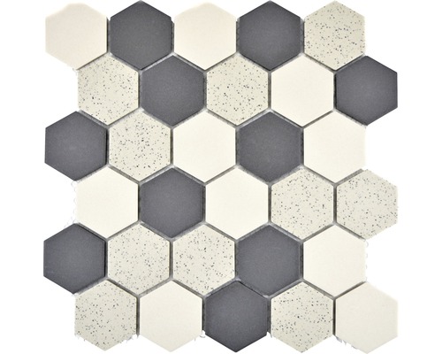 Keramikmosaik CU HX210M 27,1x28,1 cm creme/schwarz