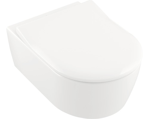 Wand-WC Set Villeroy & Boch Avento Tiefspüler offener Spülrand weiß glänzend mit WC-Sitz 5656RS01
