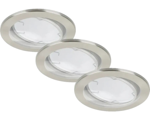 Drei runde Einbaustrahler aus Metall