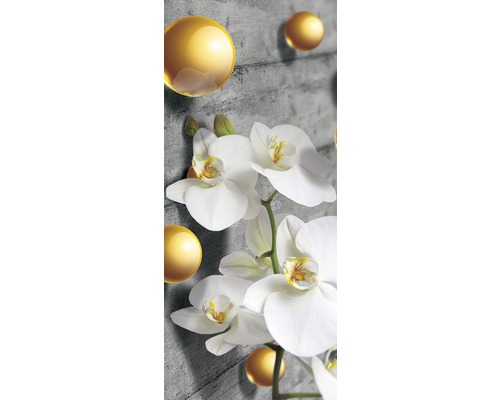 Fototapete Vlies 3067 VET Türtapete Perlen mit Orchideen 1-tlg. 91 x 211 cm