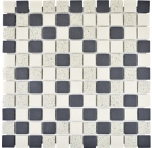 Mosaikfliese mit quadratischem Muster in zwei verschiedenen Farben