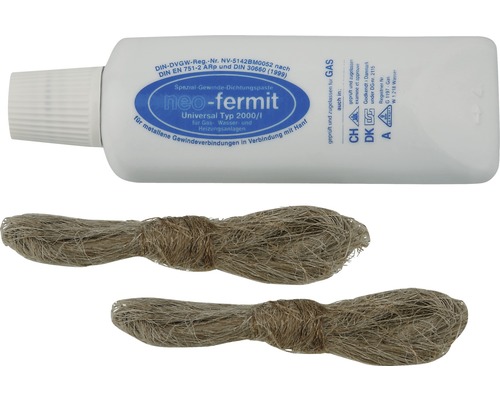 Neo-Fermit Spezial-Gewindedichtpaste und Hanf zur Abdichtung von Gewindeverbindungen